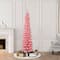 6ft. Pre-Lit Flocked Pink Artificial Alpine Pencil Christmas Tree, Clear Lights